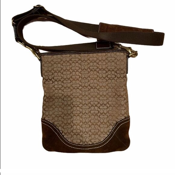 Coach Sm. Swingpack Crossbody Logo & Suede